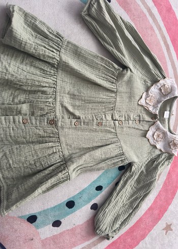 Nakışlı Kız müslin elbise - Görsel 3