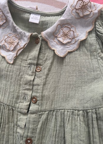 Nakışlı Kız müslin elbise - Görsel 5