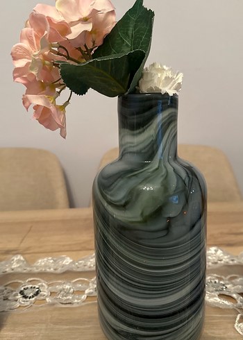 Gri Dalgalı Desenli Seramik Vazo - Görsel 2