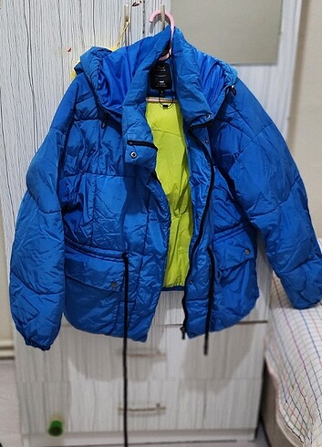 xl Beden mavi Renk Mavi markası mont oversize S beden ancak L-XL uyumlu geniş kesi
