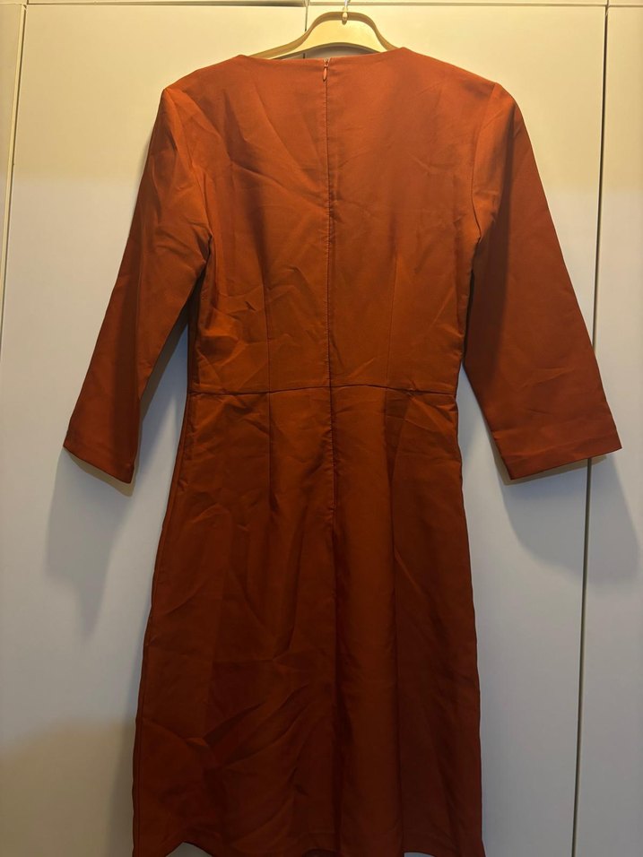 bakır rengi kadın Midi Elbise - Görsel 2