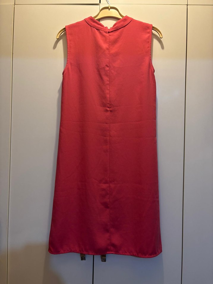 pembe Midi V Yaka Kolsuz Elbise - Görsel 2