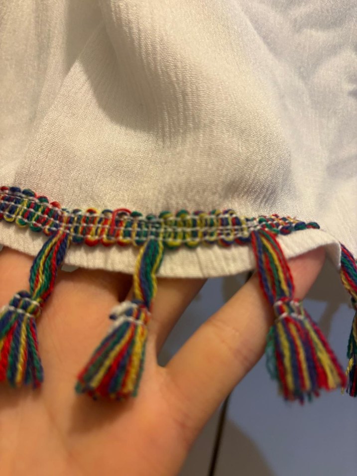 Püsküllü Nakışlı Bohem Kolsuz Bluz - Görsel 2