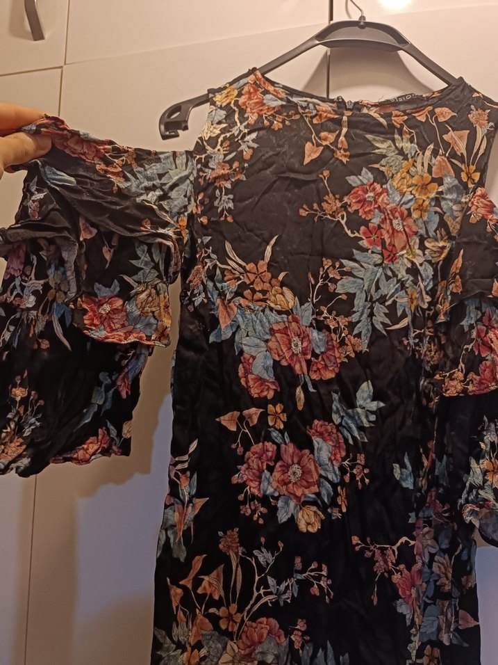 Çiçek Desenli Kolsuz kısa elbise Elbise - Görsel 2