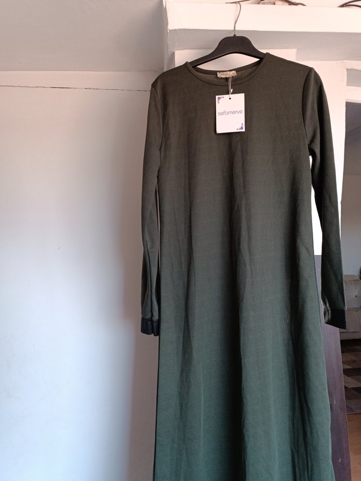 Kadın Haki Uzun Salaş Elbise - Görsel 2