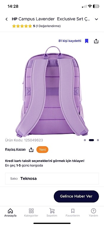 Beden HP CAMPUS Sırt (Laptop, Bilgisayar) Çantası