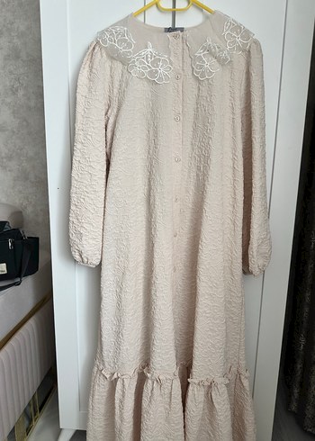 Bej Vintage Uzun Elbise - Görsel 2