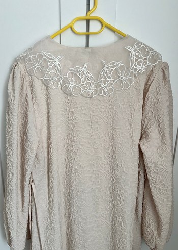 Bej Vintage Uzun Elbise - Görsel 5