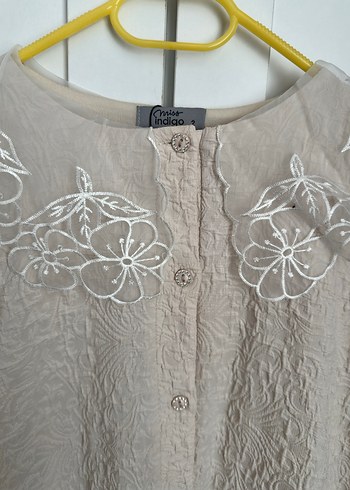 Bej Vintage Uzun Elbise - Görsel 4