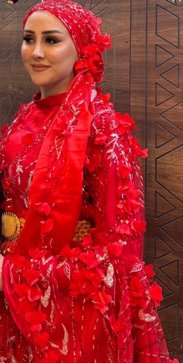 Uzun Kırmızı Bohem Kadın Kına Elbisesi - Görsel 2