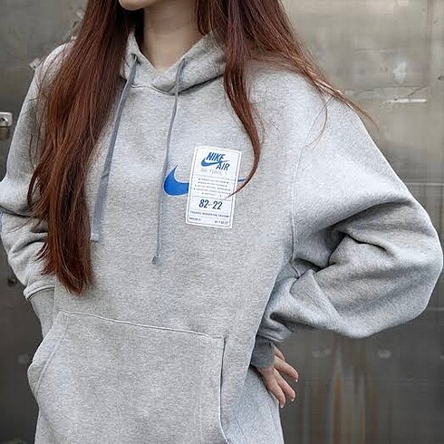 nike air force 1 gri kapşonlu sweatshirt