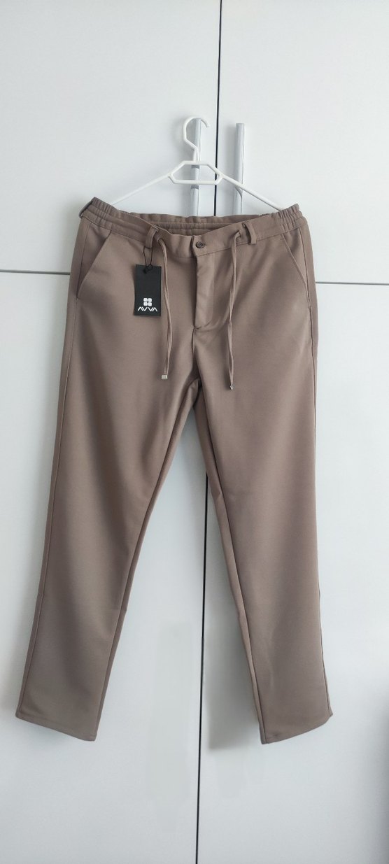 avva erkek Bej jogger örme Pantolon 1 beden büyüğü tercih edin - Görsel 2
