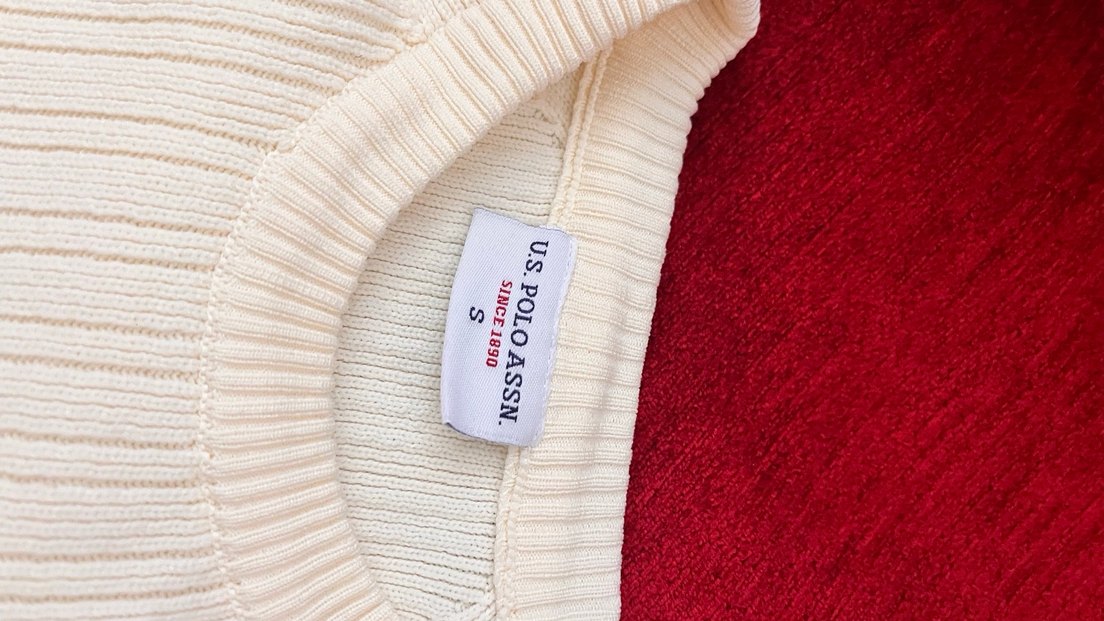 Beyaz Örgü Kadın Kazak, Bisiklet Yaka, Uzun Kollu - Görsel 3