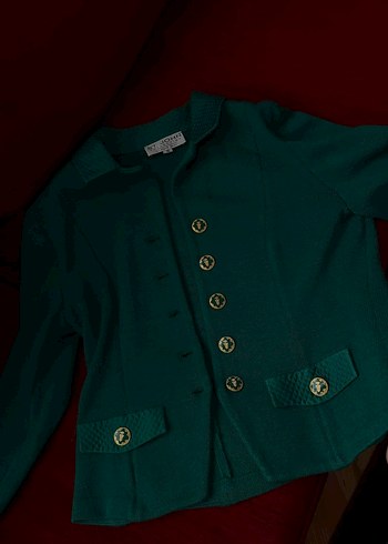 Düğmeli Yeşil Triko Kadın Hırka - Görsel 2