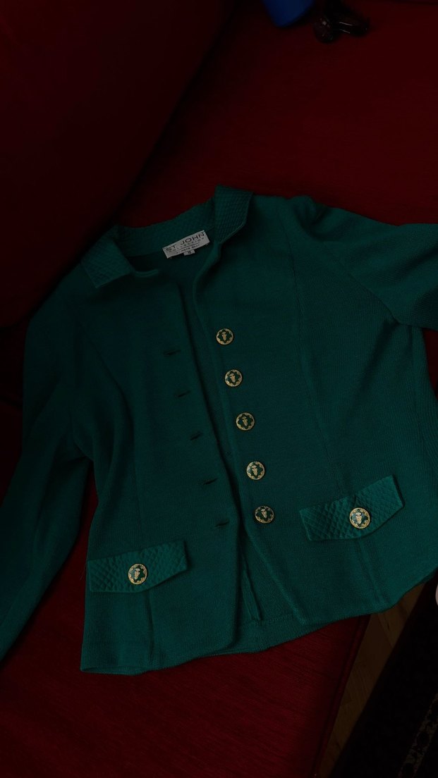 Düğmeli Yeşil Triko Kadın Hırka - Görsel 2