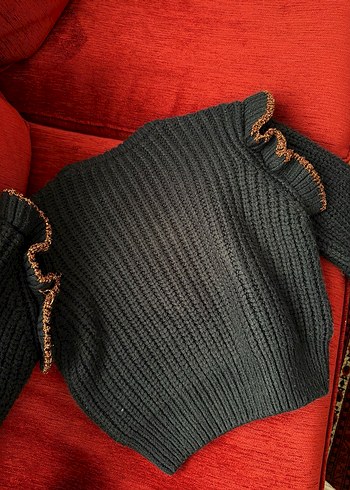 Nakışlı Lacivert Triko Kadın Kazak - Görsel 2