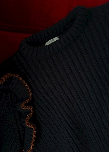 Nakışlı Lacivert Triko Kadın Kazak - Görsel 3