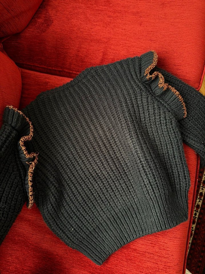 Nakışlı Lacivert Triko Kadın Kazak - Görsel 2