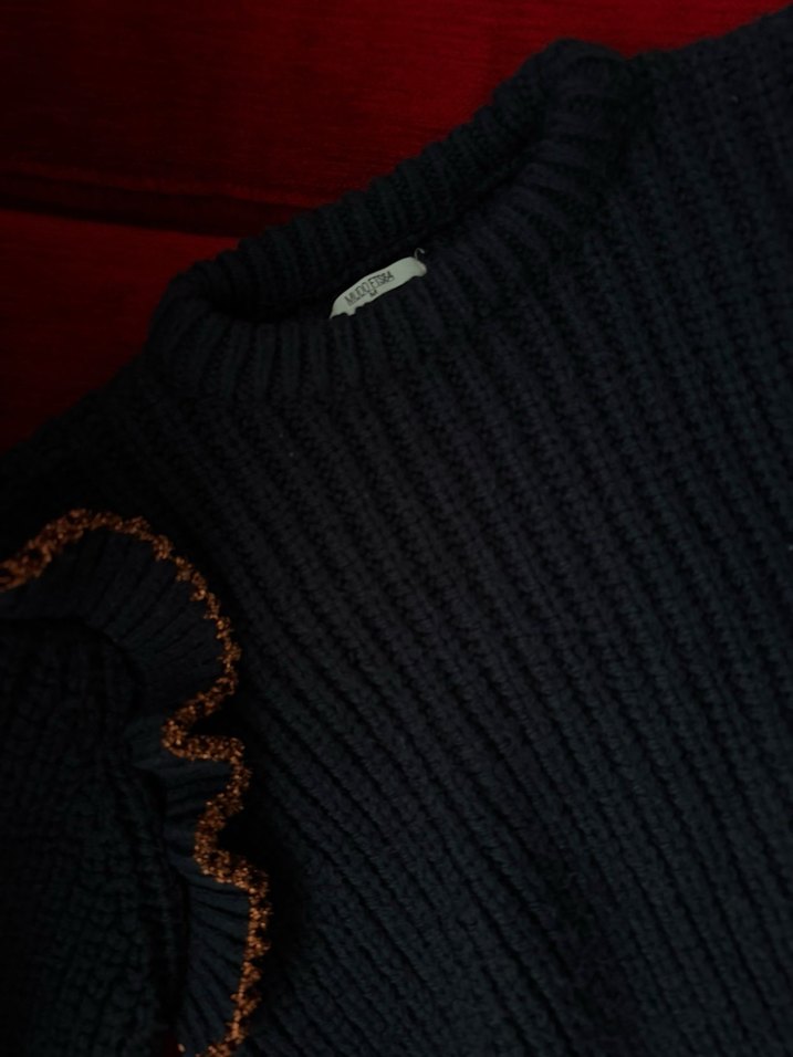 Nakışlı Lacivert Triko Kadın Kazak - Görsel 3