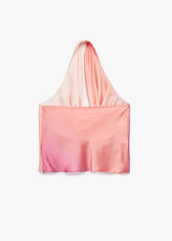 sırt dekolteli degaje saten bluz - Görsel 2