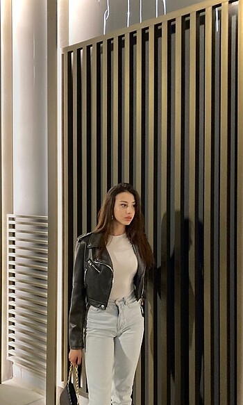 Crop deri ceket
