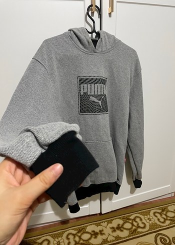 Gri Kapüşonlu Erkek Sweatshirt - Görsel 2