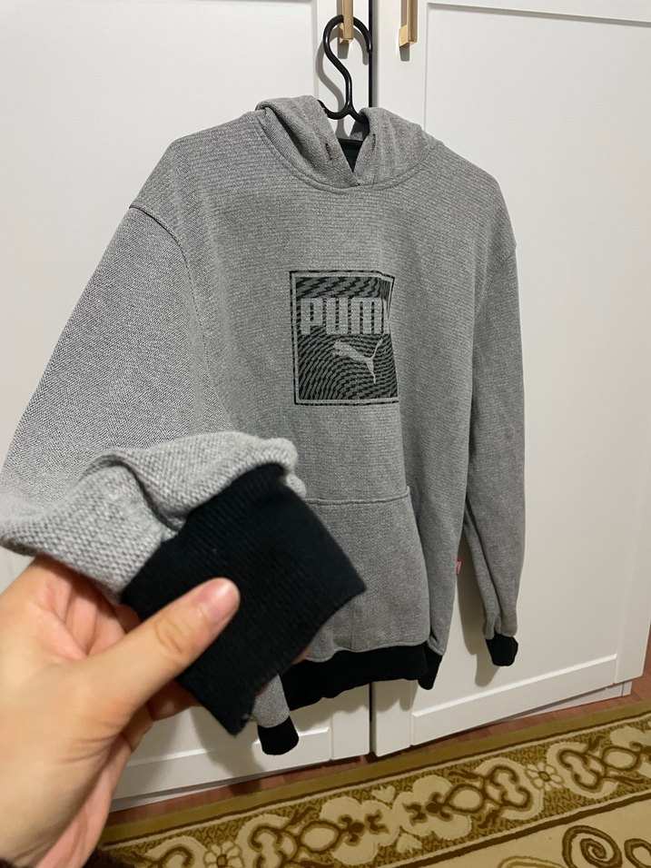 Gri Kapüşonlu Erkek Sweatshirt - Görsel 2