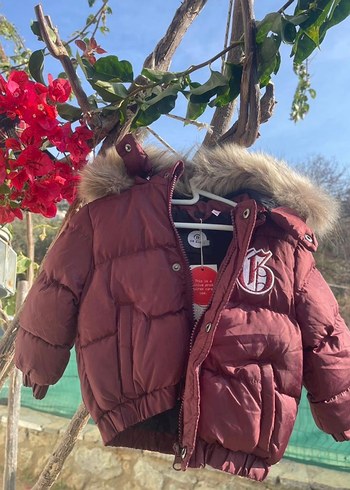 Bordo bebek Kürklü Mont - Görsel 2