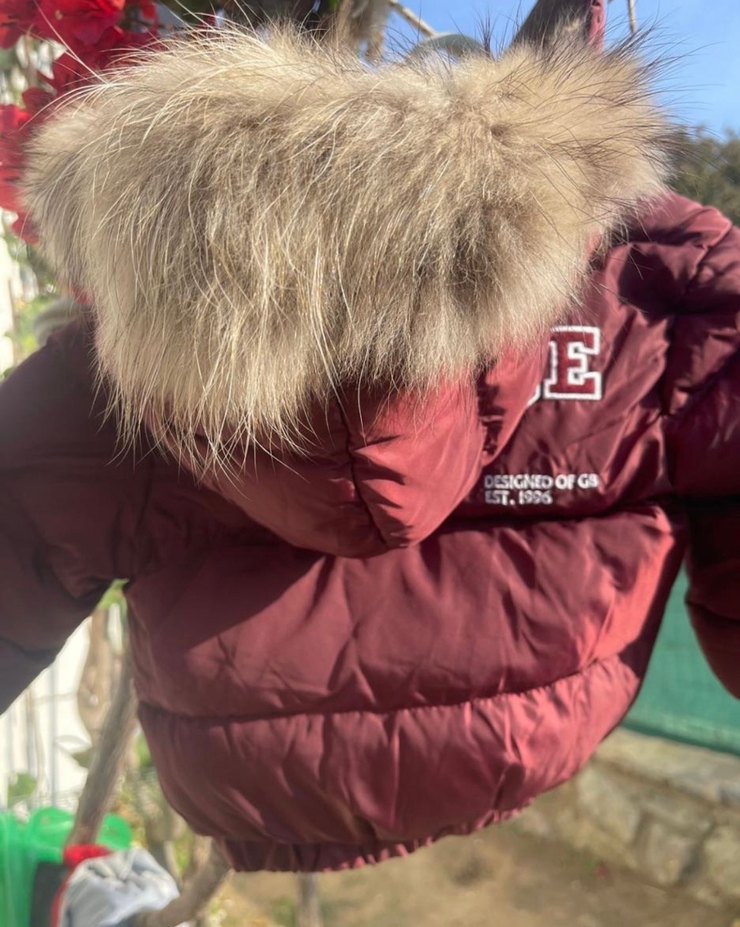 Bordo bebek Kürklü Mont - Görsel 4