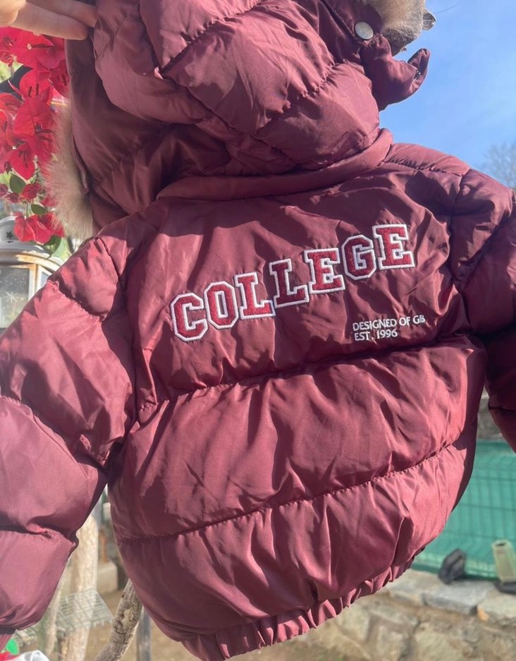 Bordo bebek Kürklü Mont - Görsel 5