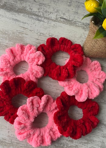 Kırmızı Fırfırlı Örgü Saç Tokası çift fiyatı - Görsel 2