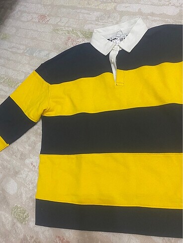 l Beden Mango Çizgili pamuklu polo tişört