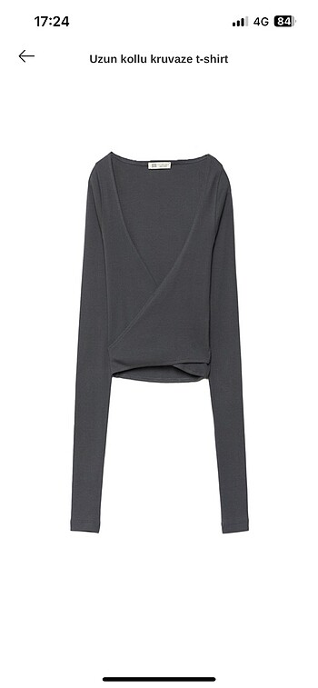Stradivarius gri kruvaze detaylı crop