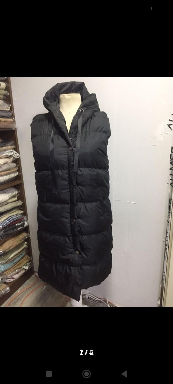 Siyah Uzun Kollarsız Fermuarlı Kadın Yelek - Görsel 2