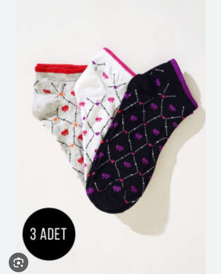 Nakışlı Renkli kadın erkek çorapları  3lü - Görsel 2