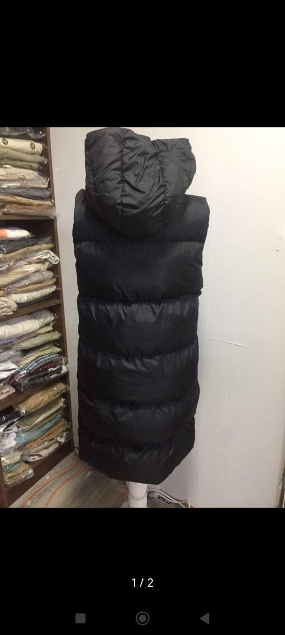 Siyah Uzun Kapüşonlu Kadın Yelek - Görsel 2