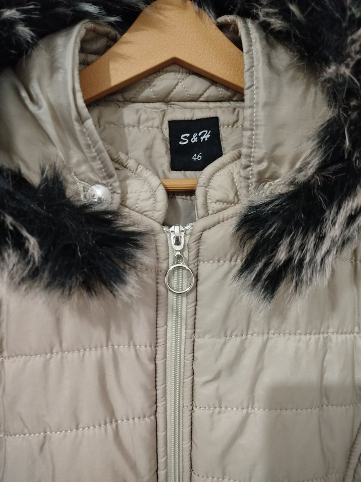 Uzun Bej Kadın Kışlık mont - Görsel 2