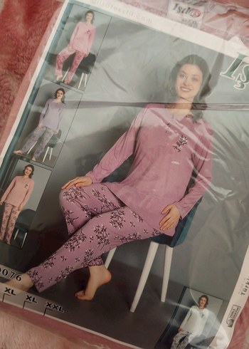 Pembe Baskılı Uzun Kollu Kadın Pijama Takımı
