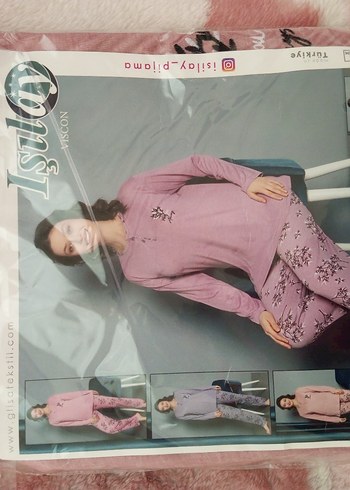 xxl Beden Pembe Baskılı Uzun Kollu Kadın Pijama Takımı