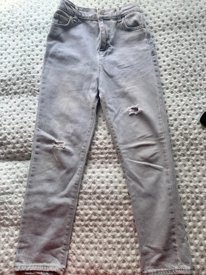 Gri Bol Kesim Midi çocuk Kot Pantolon - Görsel 2