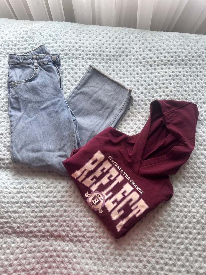 Bordo Kapüşonlu Sweatshirt - Görsel 3