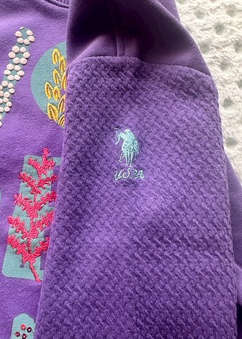 Mor Baskılı Kız Sweatshirt - Görsel 3