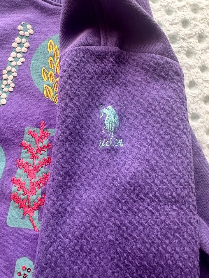 Mor Baskılı Kız Sweatshirt - Görsel 3