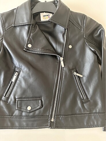 Koton siyah deri ceket - Görsel 5