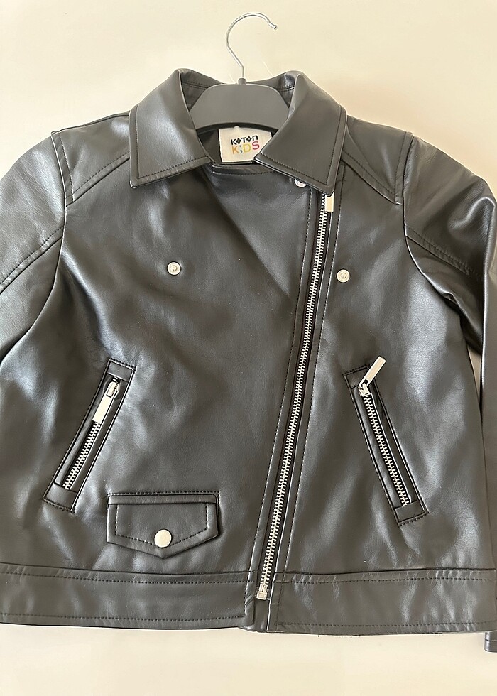 Koton siyah deri ceket - Görsel 4