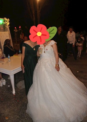 Gelinlik Askılı Beyaz Prenses Gelinlik