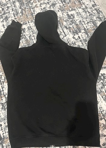 Siyah Fermuarlı Kapüşonlu Sweatshirt - Görsel 2