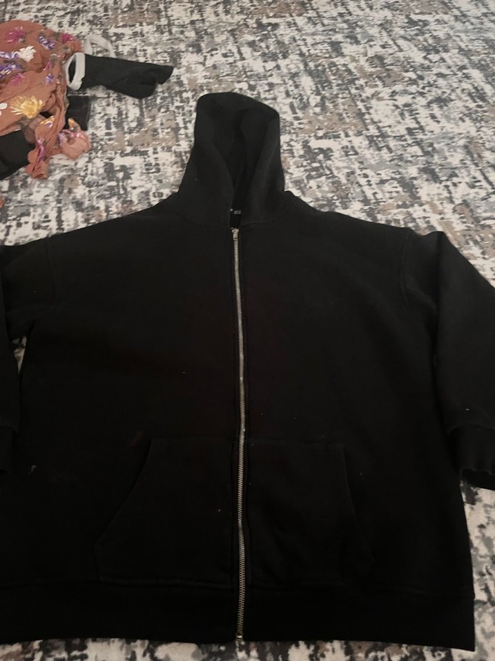 Siyah Fermuarlı Kapüşonlu Sweatshirt - Görsel 3