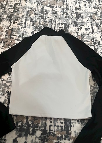 Yarım Fermuarlı Siyah-Beyaz Mini Sweatshirt - Görsel 3