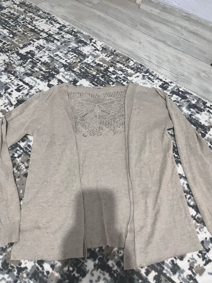 Bohem Gri Örgü Kadın Hırka - Görsel 2